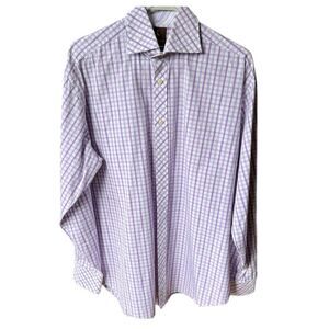 Tailorbyrd Purple Checkered Men's Shirt Sz L